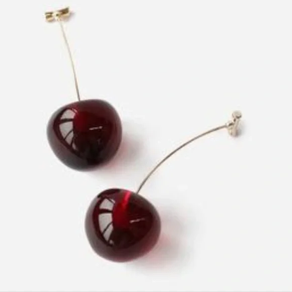 Dark Bing Cherry Drop Earrings - Picture 1 of 7